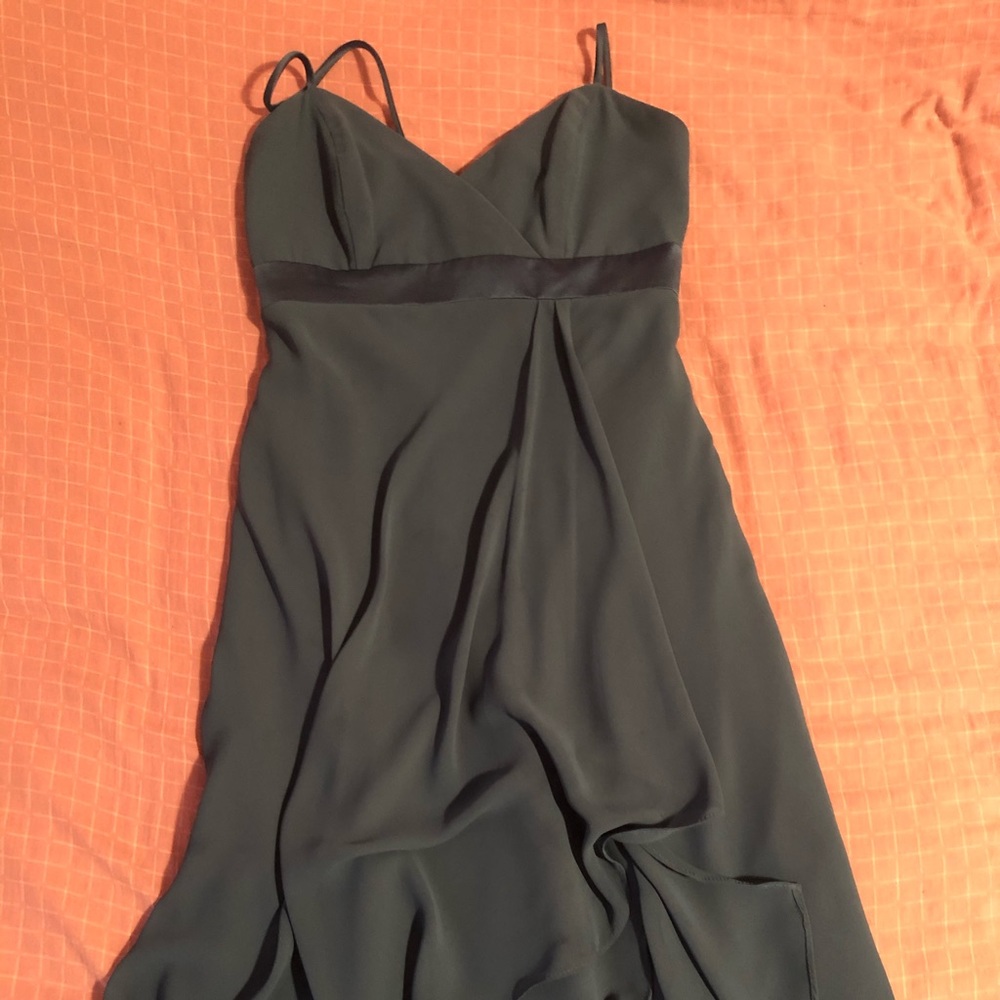 Teal spaghetti strap midi dress